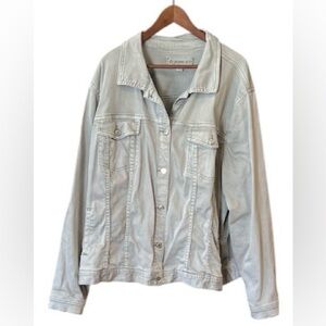 MAURICES Women's Light Greenish Gray Denim Button-up Jacket Size 3X